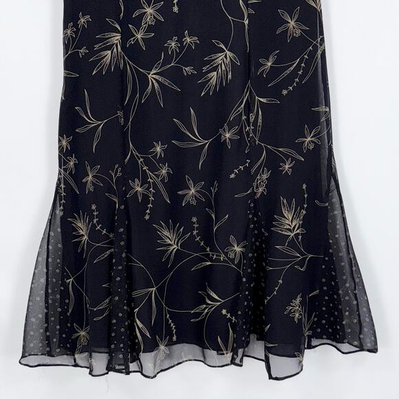 Robbie Lee Women's Vintage 90s Whimsy Floral Silk Mini Dress Size 6 Black - Picture 10 of 15
